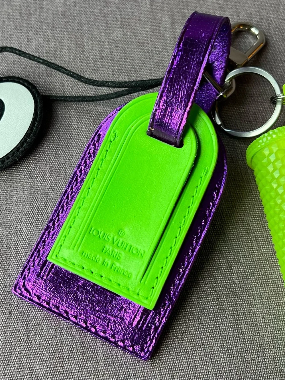 Louis Vuitton Bag Charm HALLOWEEN Starbucks Eyes Glow Dark Green Metallic Purple